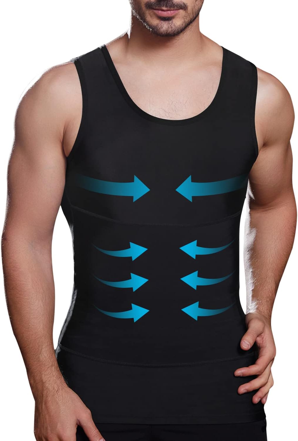CAMISETA DE COMPRESIÓN ADELGAZANTE HOMBRE, CONTROL DE ABDOMEN Y GINECOMASTIA, CAMBIO EN SEGUNDOS