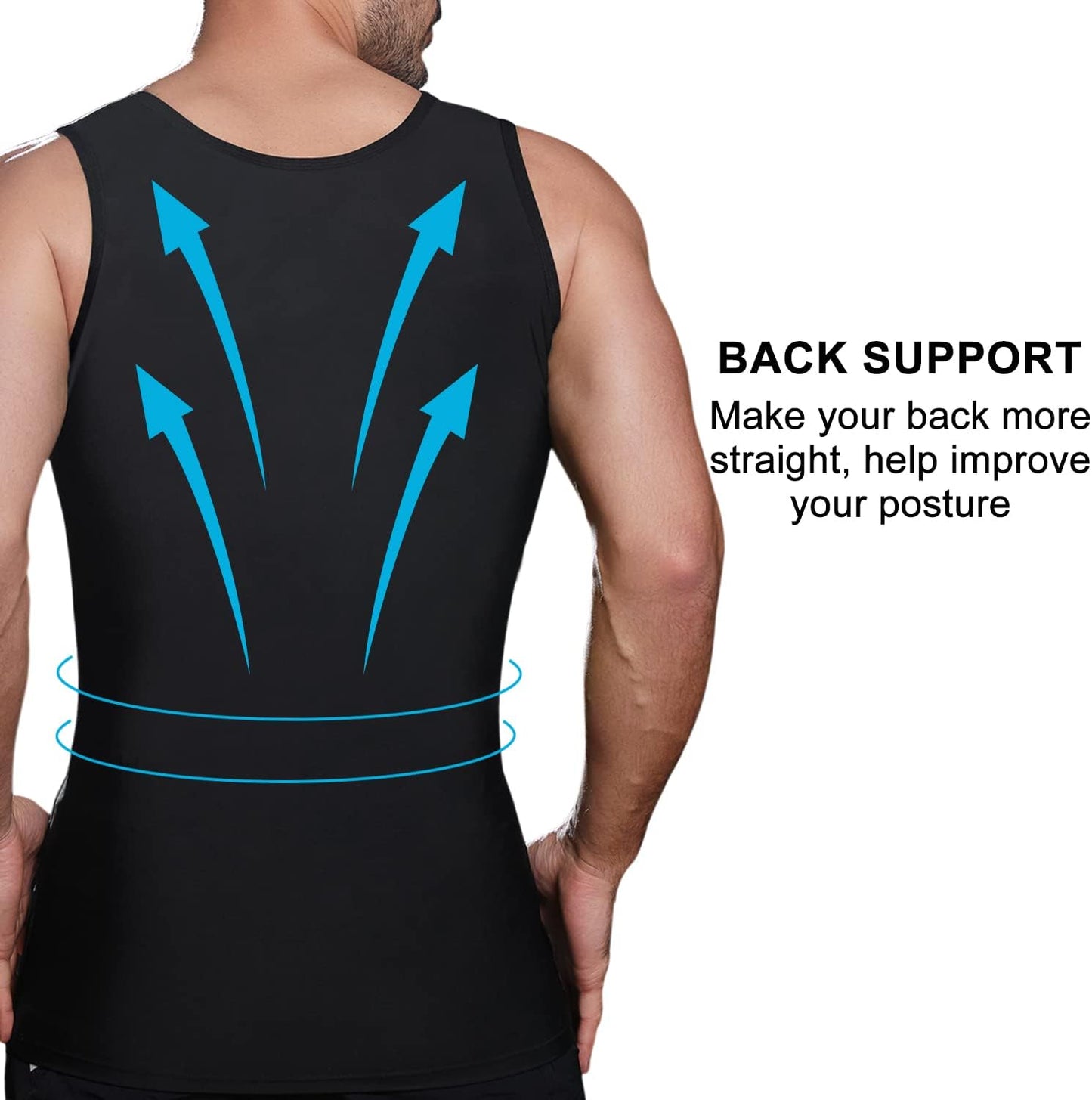 CAMISETA DE COMPRESIÓN ADELGAZANTE HOMBRE, CONTROL DE ABDOMEN Y GINECOMASTIA, CAMBIO EN SEGUNDOS