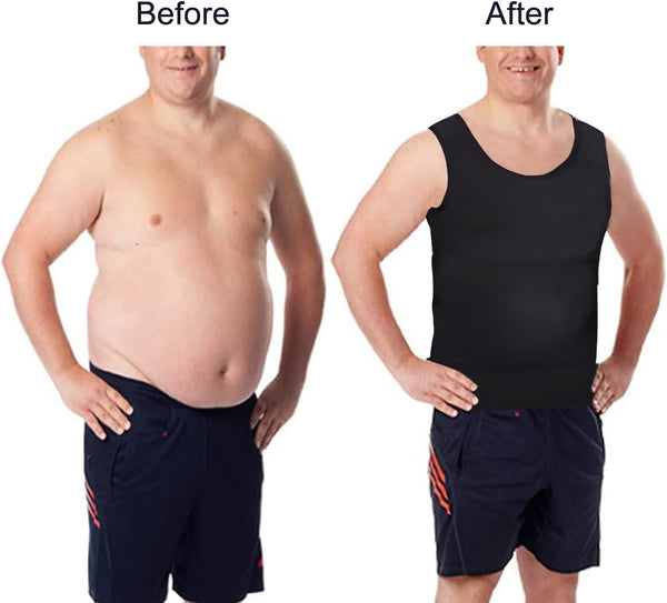 CAMISETA DE COMPRESIÓN ADELGAZANTE HOMBRE, CONTROL DE ABDOMEN Y GINECOMASTIA, CAMBIO EN SEGUNDOS